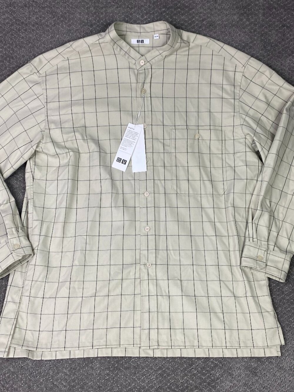 UNIQLO U Lemaire Heavy Flannel Oversized Shirt  Mens XL Brushed Check Beige